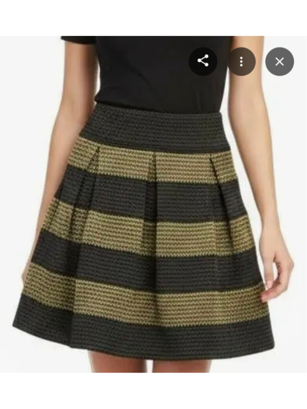 Women's Xhilaration A-Line Skirt Black Gold Striped LG